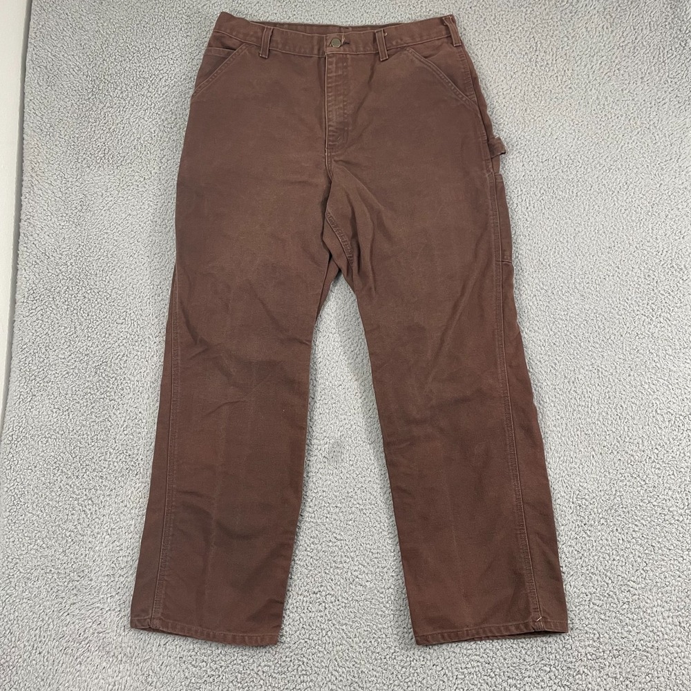 Carhartt Duck Canvas Carpenter Pants Men 34x31 Brown Workwear Dungaree Utility
